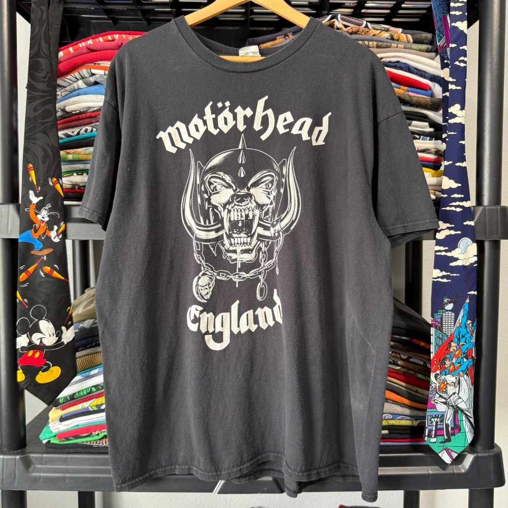 Y2K Black Motorhead England Graphic Band T-Shirt XL Light Marks